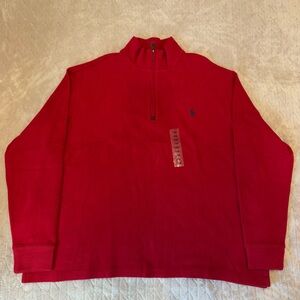 Polo Ralph Lauren Mens Big & Tall Pullover Red 1XB 1/4 Zip Sweater
